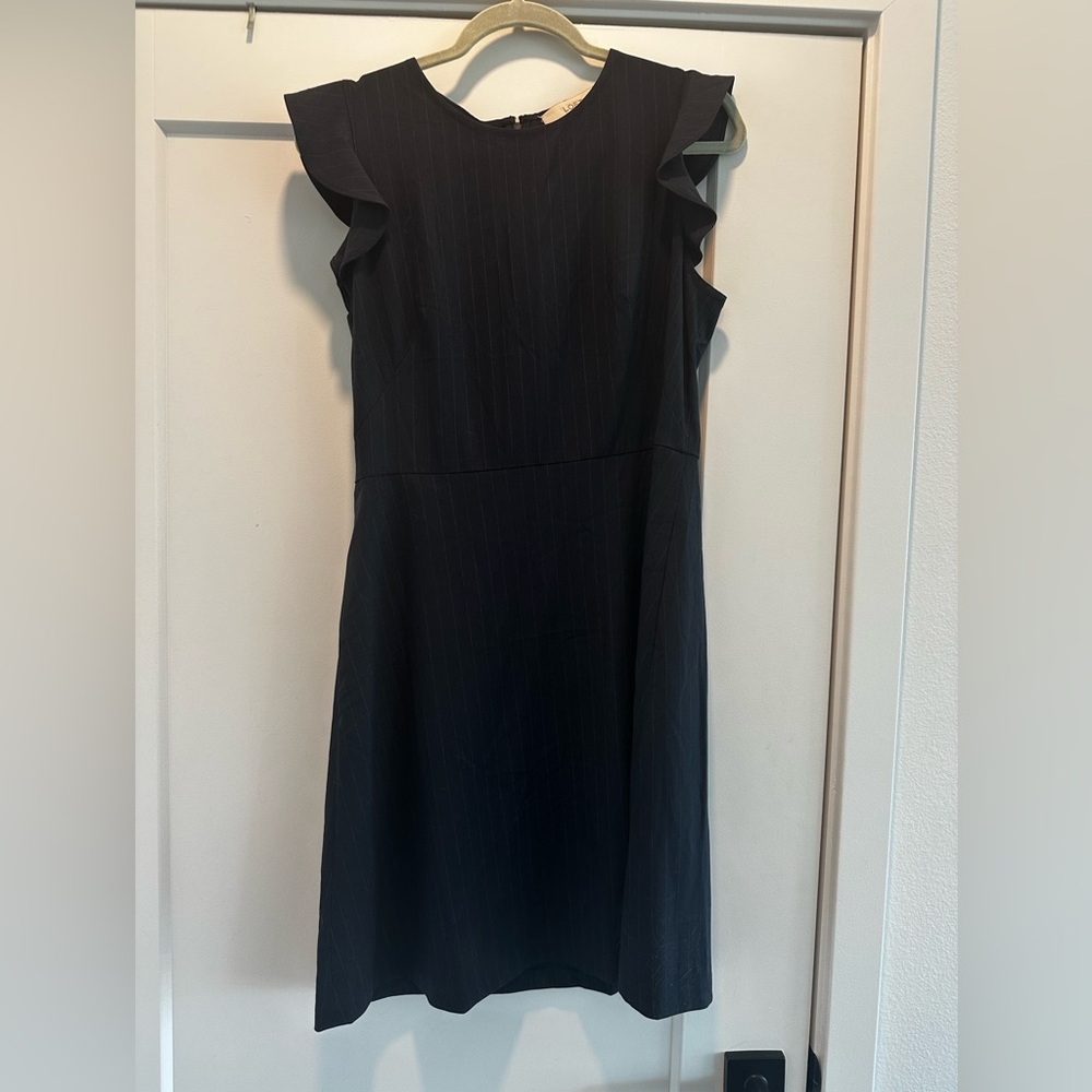 LOFT Black Ruffled Sheath Mini Dress